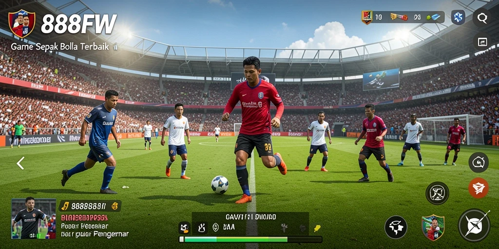 Gambaran gameplay menarik dari 888FW yang menunjukkan aksi sepak bola.