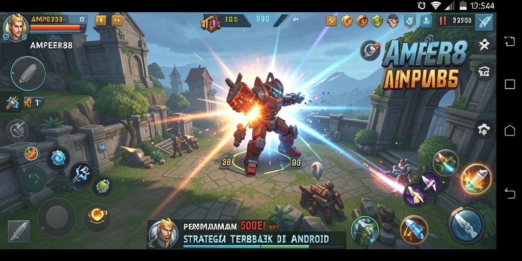 Tampilan gameplay AMPER88 dengan aksi pertempuran yang mendebarkan.