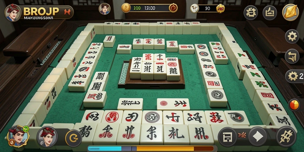 Screenshot menunjukkan momen seru saat bermain Mahjong di BROJP.