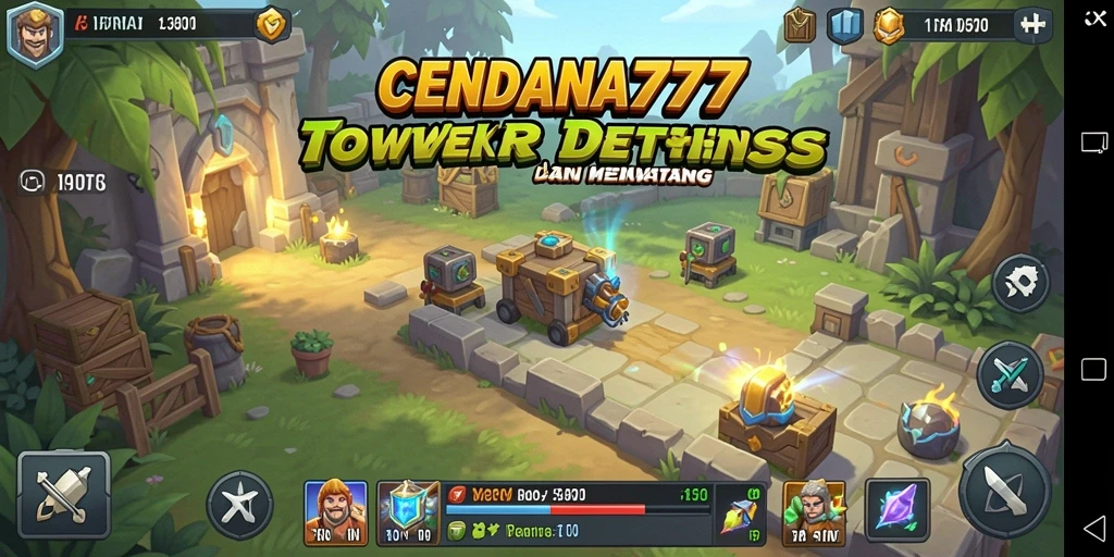 Screenshot menampilkan aksi mendebarkan dalam permainan Tower Defense.