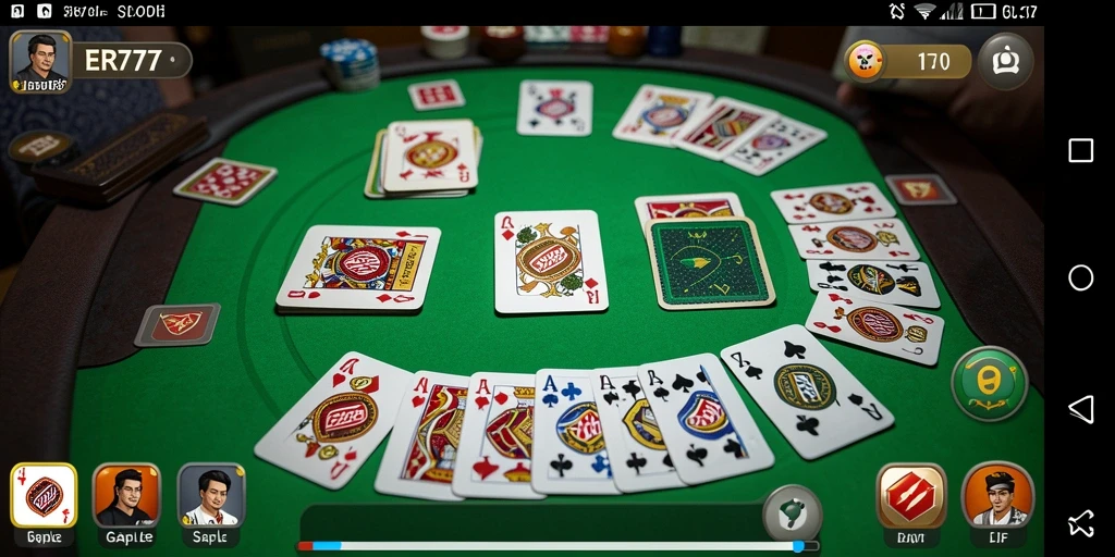 Tampilan gameplay ER777 menunjukkan keseruan bermain Gaple dengan teman-teman.