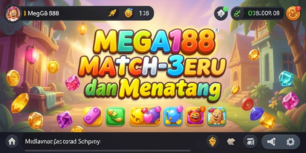 Gameplay MEGA188 yang seru dan penuh warna dalam Match-3.