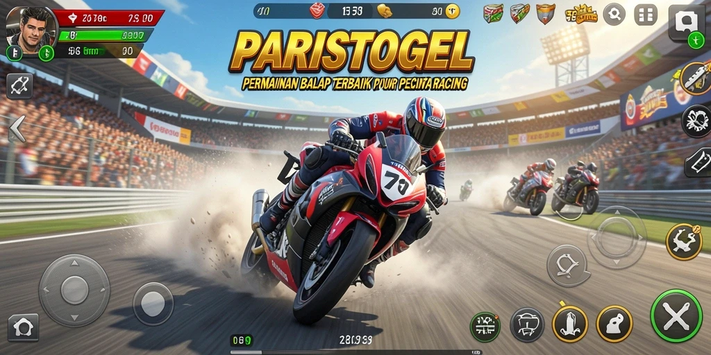 Tangkapan layar gameplay PARISTOGEL yang menampilkan aksi balapan yang cepat dan menegangkan.