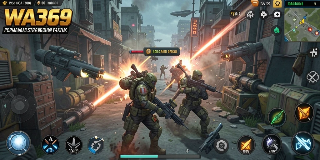 Tangkapan layar utama WA369 menampilkan battlefield yang strategis.