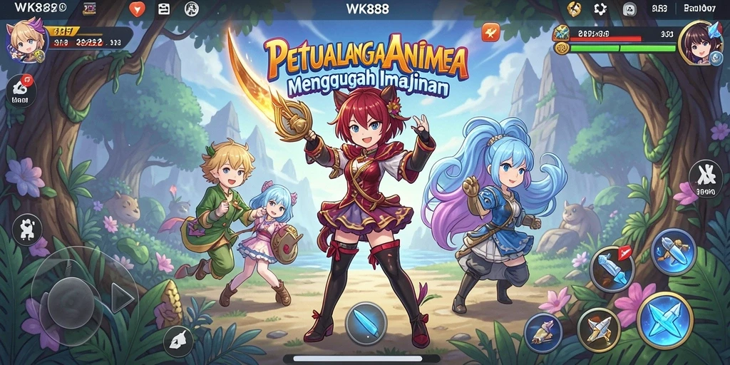 Tangkapan layar menampilkan aksi seru dalam game Anime WK888.