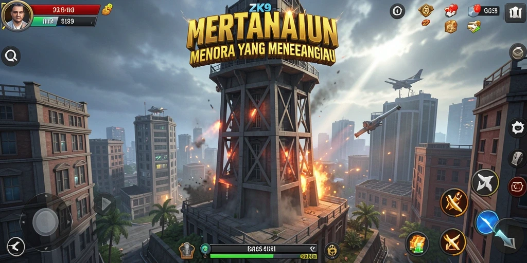 Gambaran gameplay menegangkan dalam ZK9 Tower Defense.